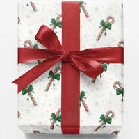 Snowflake Holiday Gift Wrap, Candy Cane Christmas Wrapping Paper, Festive Xmas Wrapping Paper, Holiday Present Wrapping Paper Roll