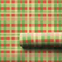Red and Green Checkered Gift Wrap, Christmas Plaid Wrapping Paper, Festive Holiday Gift Wrapping Paper, Tartan Winter Present Wrap Roll