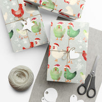 Santa Hat Rooster Gift Wrap, Christmas Chicken Wrapping Paper, Farmhouse Holiday Wrapping Paper, Humorous Animal Gift Wrap, Xmas Present Paper