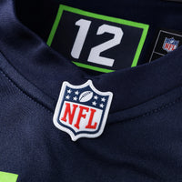 Seattle Seahawks Drew Lock College Navy Team Game Jersey