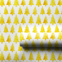 Modern Watercolor Tree Gift Wrap, Yellow Christmas Tree Wrapping Paper, Minimalist Holiday Wrapping Paper, Festive Xmas Gift Wrapping Paper