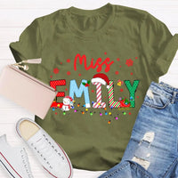 Custom Snowflake Holiday T-Shirt, Personalized Christmas Lights Teacher Shirt, Festive Classroom Graphic Tee, Teacher Xmas Present