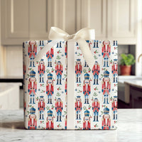 Watercolor Christmas Gift Wrap Roll, Nutcracker Wrapping Paper, Holiday Nutcracker Soldier Wrapping Paper, Festive Xmas Gift Wrapping Paper
