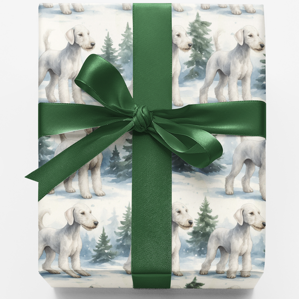 Watercolor Dog Wrapping Paper, Bedlington Terrier Wrapping Paper, Christmas Dog Wrapping Paper, Holiday Present Wrapping Pape
