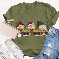 Snowflake Holiday Graphic T-Shirt, School Bus Christmas Shirt, Adorable Bus Driver Christmas Tee, Back to School Winter Holiday Shirt
