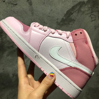 Sneakers, Red Pink Colorway, Lace Up Design, Casual Gift for Sneaker Fans