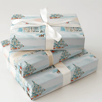 Winter City Christmas Gift Wrap, Horse Drawn Carriage Wrapping Paper, Watercolor Holiday Wrapping Paper, Vintage Festive Wrapping Paper