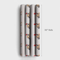 Humorous Safari Animal Gift Wrap, Watercolor Hyena Christmas Wrapping Paper, Santa Hat Hyena Wrapping Paper, Secret Santa Holiday Gift Wrap