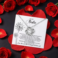 Best Friend CZ Crystal Love Knot Pendant, Bestie Love Knot Necklace, Dandelion Card Knot Necklace, Birthday Christmas Present for Best Friend