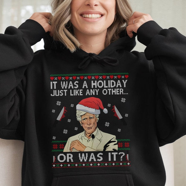 Humorous Murder Mystery Holiday Sweatshirt, True Crime Ugly Christmas Hoodie, Serial Killer Christmas Pullover, Comfy True Cr