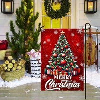 Merry Christmas Holiday Yard Flag, Christmas Tree Garden Flag, Festive Winter Outdoor Decor, Double Sided Lawn Banner