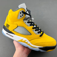 High Top Sneakers, Yellow White Colorway, Leather Footwear, Lace Up Design, Casual Gift for Sneaker Fans