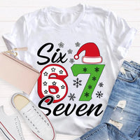 Festive Holiday Graphic Tee, Christmas Santa Hats Snowflakes T-Shirt, Adorable Winter Xmas Party Shirt, Retro Santa Snowflake Graphic T-Shirt