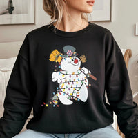 Holiday Lights Christmas Sweater, Snowman Christmas Sweatshirt, Adorable Holiday Crewneck, Festive Winter Sweatshirt, Christmas Present for Family