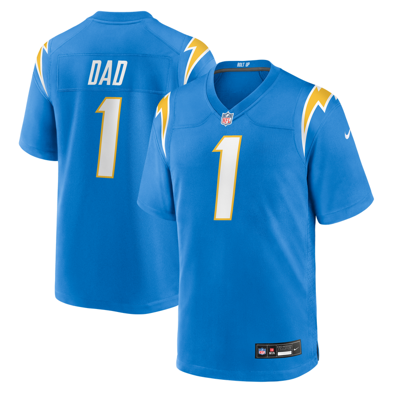 Los Angeles Chargers Number 1 Dad Powder Blue Game Jersey