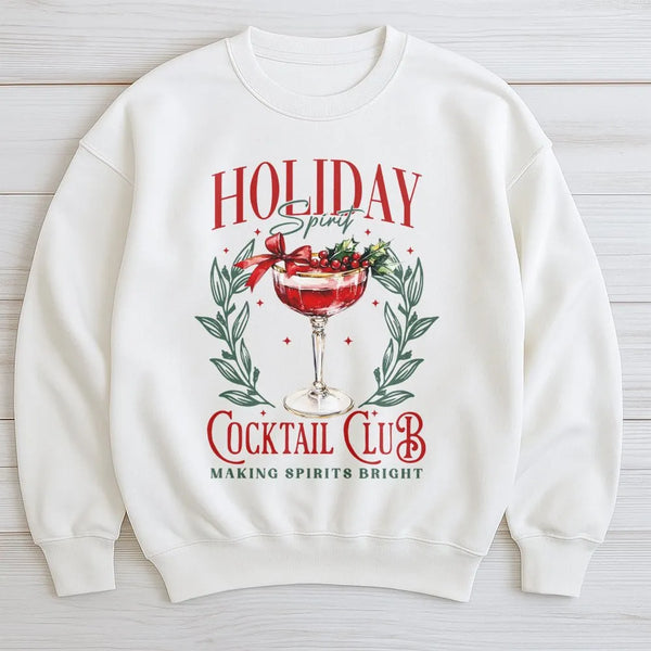 Christmas Cocktail Crewneck, Holiday Cocktail Club Sweatshirt, Festive Drink Graphic Sweater, Winter Party Pullover, Holiday 