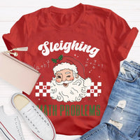Humorous Math Teacher Holiday Graphic Tee, Sleighing Math Problems Christmas Shirt, Festive STEM Christmas T-Shirt, Winter Math Lover Present