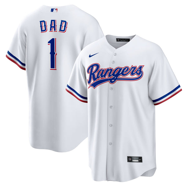 Texas Rangers White #1 Dad Home Replica Jersey