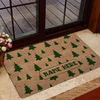 Custom Family Name Doormat, Personalized Christmas Tree Doormat, Festive Xmas Welcome Mat, Winter Front Door Doormat, Holiday Present