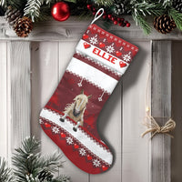Nordic Pattern Holiday Stocking, Personalized Horse Christmas Stocking, Custom Equestrian Xmas Stocking, Horse Lover Christmas Stocking Present