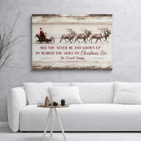 Christmas Wall Art Canvas, Santa Sleigh Reindeer Canvas Art, Holiday Winter Scene Canvas Print, Xmas Living Room Decor, Family Holiday Present