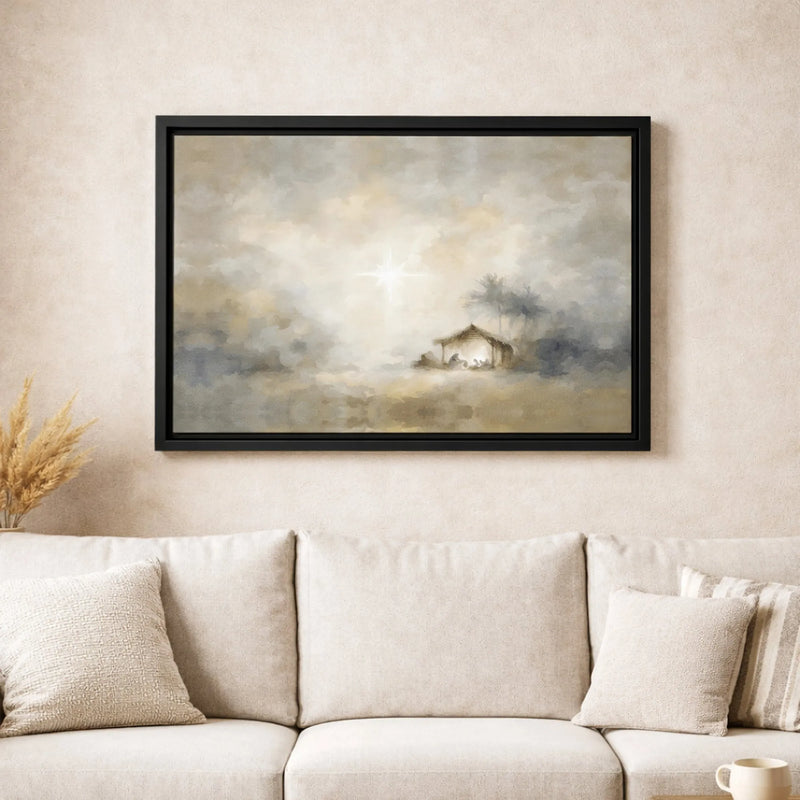 Star of Bethlehem Wall Art, Nativity Scene Canvas, Watercolor Nativity Canvas, Christian Christmas Art, Religious Wall Decor Canvas