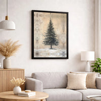 Rustic Winter Landscape Wall Art, Snowy Pine Tree Canvas Print, Christmas Tree Poster, Farmhouse Holiday Decor, Digital Download Art