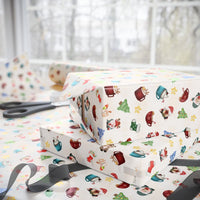 Adorable Holiday Gnomes Gift Wrap, Watercolor Christmas Gnome Wrapping Paper, Festive Xmas Present Paper, Winter Gnome Pattern Gift Wrap Roll