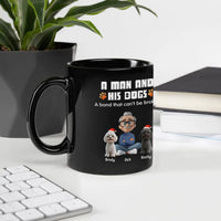Personalized Man and Dogs Coffee Mug, Custom Dog Dad Ceramic Mug, Adorable Pet Parent Ceramic Mug, Christmas Dog Lover Coffee Cup, Holiday Present