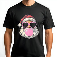 Retro Pop Art Santa Shirt, Bubble Gum Santa Claus T-Shirt, Humorous Cool Santa Graphic Tee, Vintage Holiday Party T-Shirt, Christmas Present