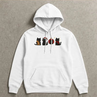 Adorable Holiday Kitten Sweatshirt, Black Cat Christmas Hoodie, Festive Cat Lover Pullover, Spooky Adorable Winter Hooded Sweatshirt, Xmas Present