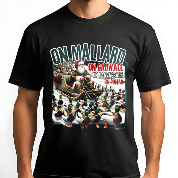 Santa Sleigh Mallard Shirt, Duck Hunting Christmas T-Shirt, Waterfowl Hunter Xmas Tee, Humorous Duck Hunting Shirt, Outdoorsm