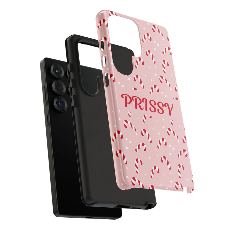 Samsung Galaxy Christmas Pattern Cover, Pink Candy Cane Phone Case, Adorable Holiday Peppermint Tough Phone Case, Xmas Present for Her