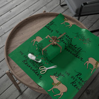 Holiday Wreath Deer Gift Wrap, Christmas Reindeer Wrapping Paper, Festive Winter Present Paper, Adorable Xmas Holiday Wrapping Paper Roll