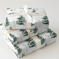Watercolor Winter Pine Tree Gift Wrap, Samoyed Dog Wrapping Paper, Holiday Samoyed Wrapping Paper, Christmas Dog Lover Gift Wrapping Paper