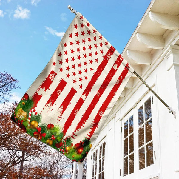 Patriotic Stars and Stripes Holiday Yard Flag, Christmas Garden Flag, Double-Sided Winter Lawn Flag, Americana Christmas Outd