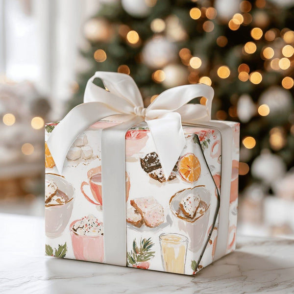 Holiday Treats Wrapping Paper, Hot Cocoa Wrapping Paper, Comfy Christmas Gift Wrap, Winter Desserts Wrapping Paper, Festive H