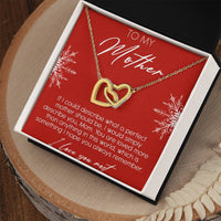 CZ Linked Heart Pendant, To My Mother Interlocking Hearts Necklace, Sentimental Mom Heart Necklace, Christmas Birthday Present for Mother