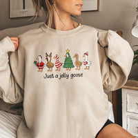 Adorable Holiday Geese Sweatshirt, Jolly Goose Christmas Sweatshirt, Humorous Xmas Goose Crewneck, Festive Animal Sweatshirt, Winter Holiday Present