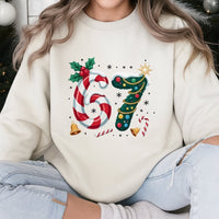 Candy Cane Holiday Tree Sweatshirt, 67th Birthday Christmas Sweatshirt, Festive 67th Birthday Xmas Crewneck, Winter Holiday Party Sweatshirt