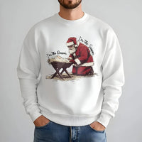 Kneeling Santa Sweatshirt, Jesus Is the Reason for the Season Sweatshirt, Christian Christmas Crewneck