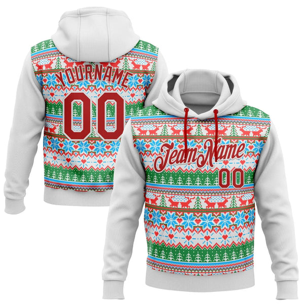Personalized Name Number Christmas Hoodie, Custom Christmas Pullover Hoodie, Ugly Holiday Sweater Hoodie, Sports Fan Game Day