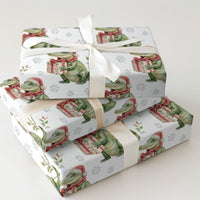 Santa Gator Holiday Gift Wrap, Christmas Alligator Wrapping Paper, Whimsical Reptile Animal Wrapping Paper, Humorous Winter Present Gift Wrap