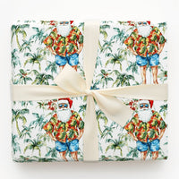 Hawaiian Beach Santa Gift Wrap, Tropical Santa Wrapping Paper, Christmas Wrapping Paper Roll, Coastal Holiday Gift Wrap, Summer Xmas Paper