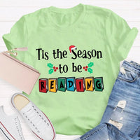 Book Lover Christmas Graphic Tee, Tis the Season to Be Reading T-Shirt, Bibliophile Holiday Shirt, Bookworm Xmas Tee, Reader Holiday Shirt
