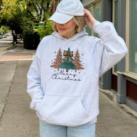 Coquette Bow Holiday Hoodie, Leopard Print Christmas Tree Hoodie, Adorable Xmas Tree Graphic Hoodie, Trendy Winter Sweatshirt, Present for Her