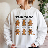 Humorous Nurse Christmas Crewneck, Gingerbread Pain Scale Sweatshirt, Medical Holiday Sweatshirt, RN Nursing Student Winter Pullover