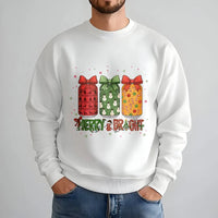 Snowman Reindeer Candy Cane Holiday Sweater, Merry and Bright Christmas Jars Sweatshirt, Festive Xmas Crewneck, Adorable Winter Pullover
