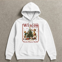 Retro Deck the Halls Hooded Sweatshirt, Humorous Christmas Hoodie, Holiday Graphic Pullover Hoodie, Winter Xmas Sweater Present for Family