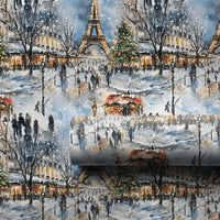 Watercolor Eiffel Tower Gift Wrap, Paris Christmas Wrapping Paper, French Holiday Scene Wrapping Paper, Parisian Winter Gift Wrap Roll